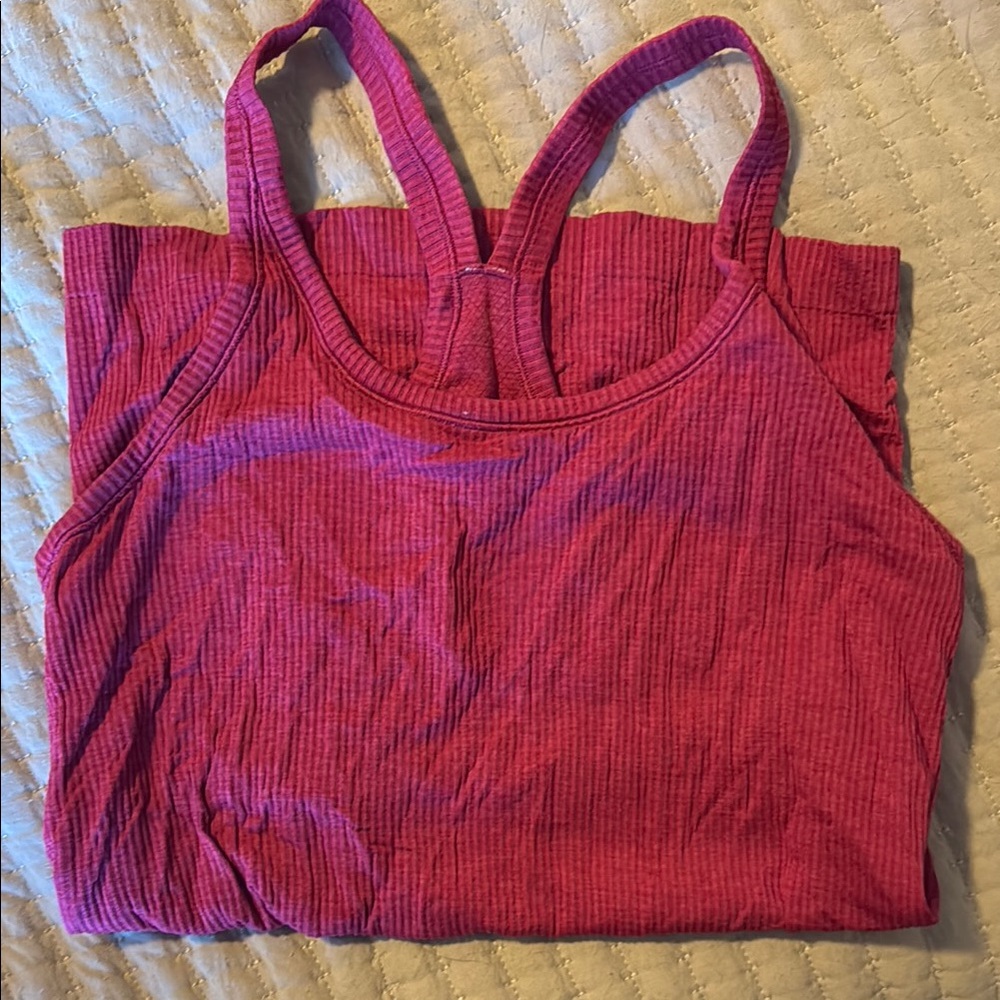 Pink Lululemon Ribbed Scoop Neck Tank Top